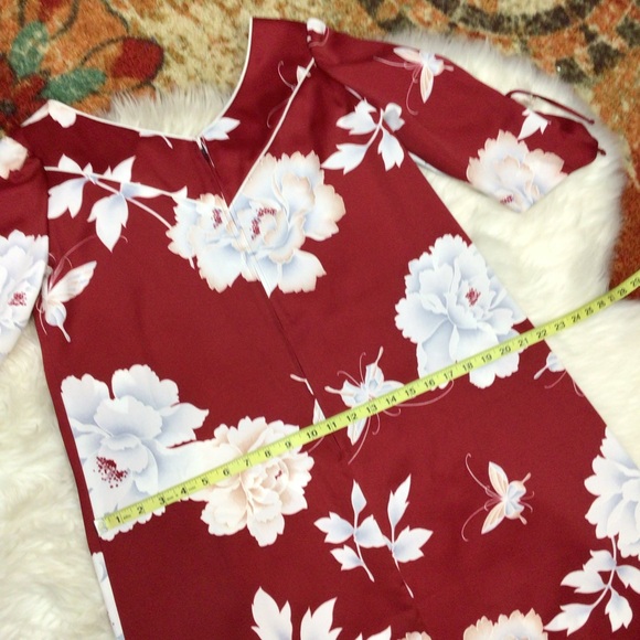 Vintage Hawaiian Malama Island Aloha Dress Maxi Floral Tropical Red 12 - Picture 6 of 10